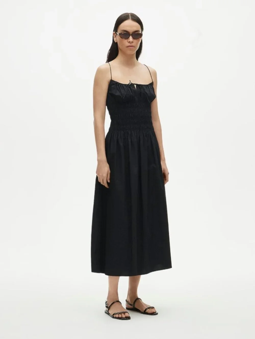 NWT J. Crew Petite Reverie Dress Cotton Poplin Black Smocked Comfy Size PXXS